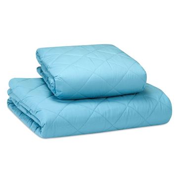 כיסוי מיטה כותנה תכלת