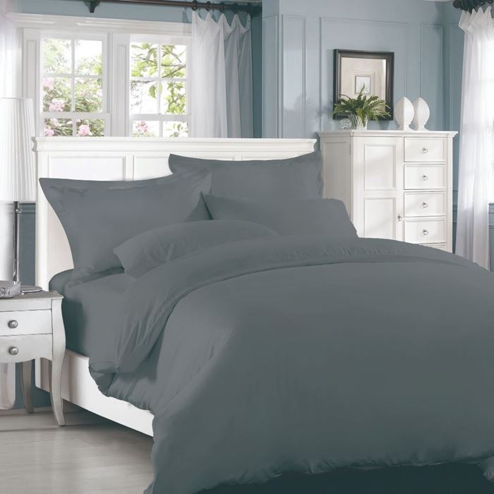 מצעים כותנה מצרית סאטן 500 גרפיט חלק